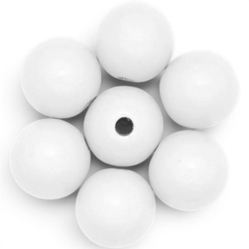 WOOD Painted - ROUND - 25 Mm - HOLE 4 - 5 Mm - WHITE