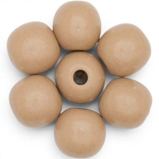 WOOD Painted - ROUND - 25 Mm - HOLE 4 - 5 Mm - Toffee