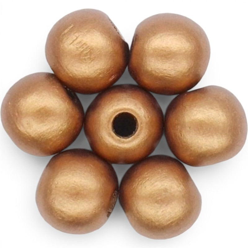 WOOD Painted - ROUND - 25 Mm - HOLE 4 - 5 Mm - Metalic Bronze