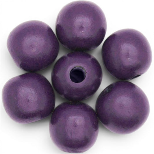 WOOD Painted - ROUND - 25 Mm - HOLE 4 - 5 Mm - GRAPE