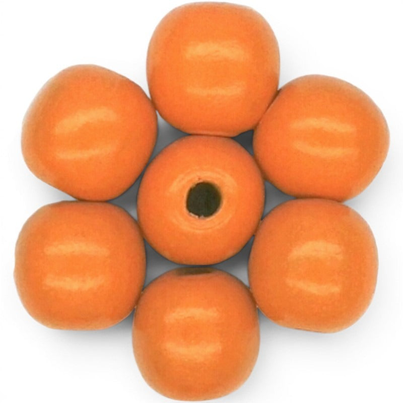 WOOD Painted - ROUND - 25 Mm - HOLE 4 - 5 Mm - BURNT Orange