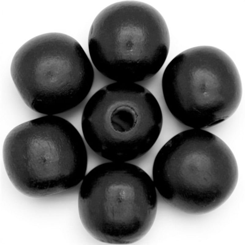 WOOD Painted - ROUND - 25 Mm - HOLE 4 - 5 Mm - BLACK