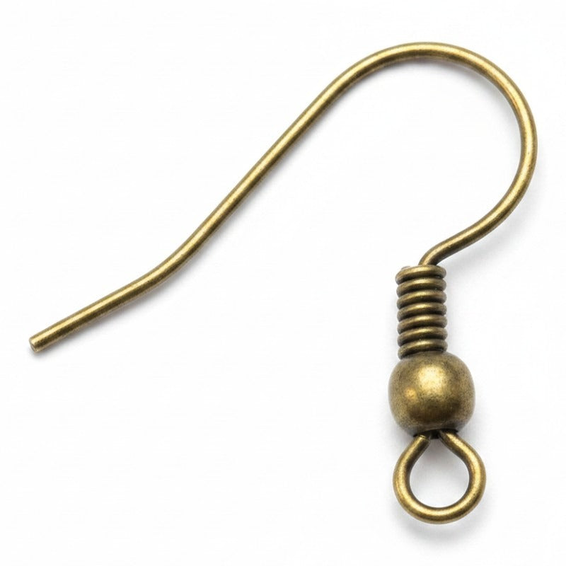 Findings Ear Hook - 20x20 mm, Antique Brass Plated - Nickel Free, ±500-Piece