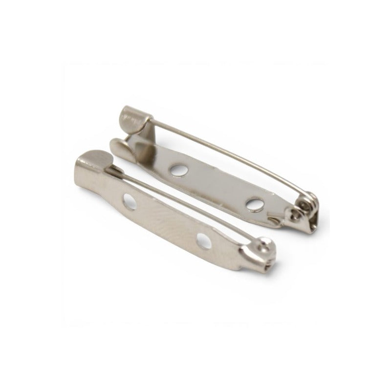 Brooch Back Pin - 25 mm - 2 Hole, Nickel Plated