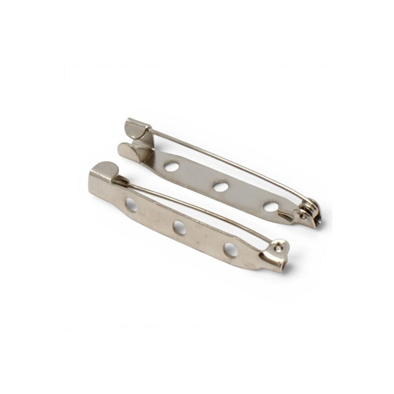 Brooch Back Pin - 35 mm - 3 Hole, Nickel Plated