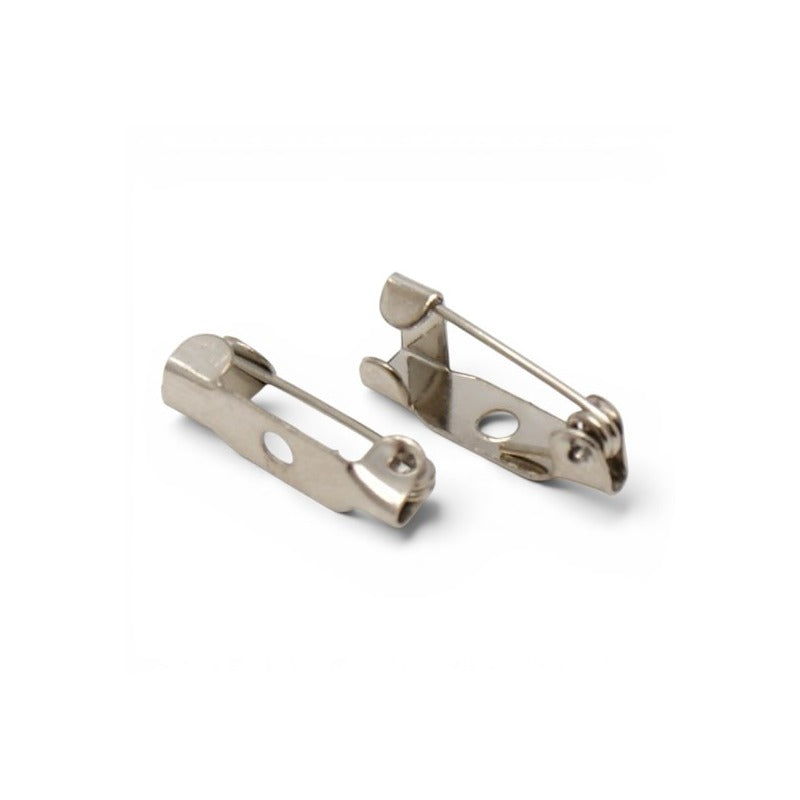 Brooch Back Pin - 15 mm - 1 Hole, Nickel Plated