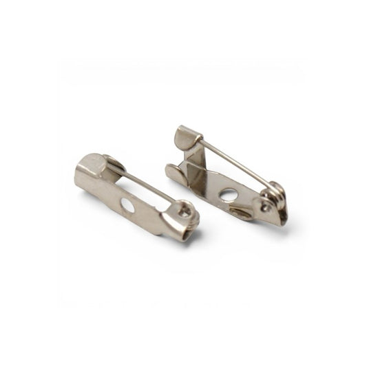 Brooch Back Pin - 15 mm - 1 Hole, Nickel Plated