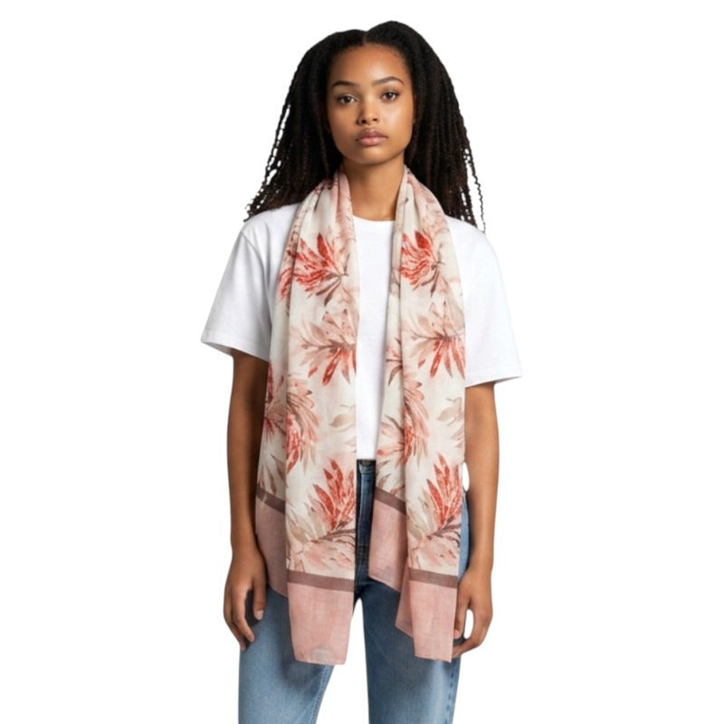 SCARF Leaves - PINK - +/ - 180x90 Cm