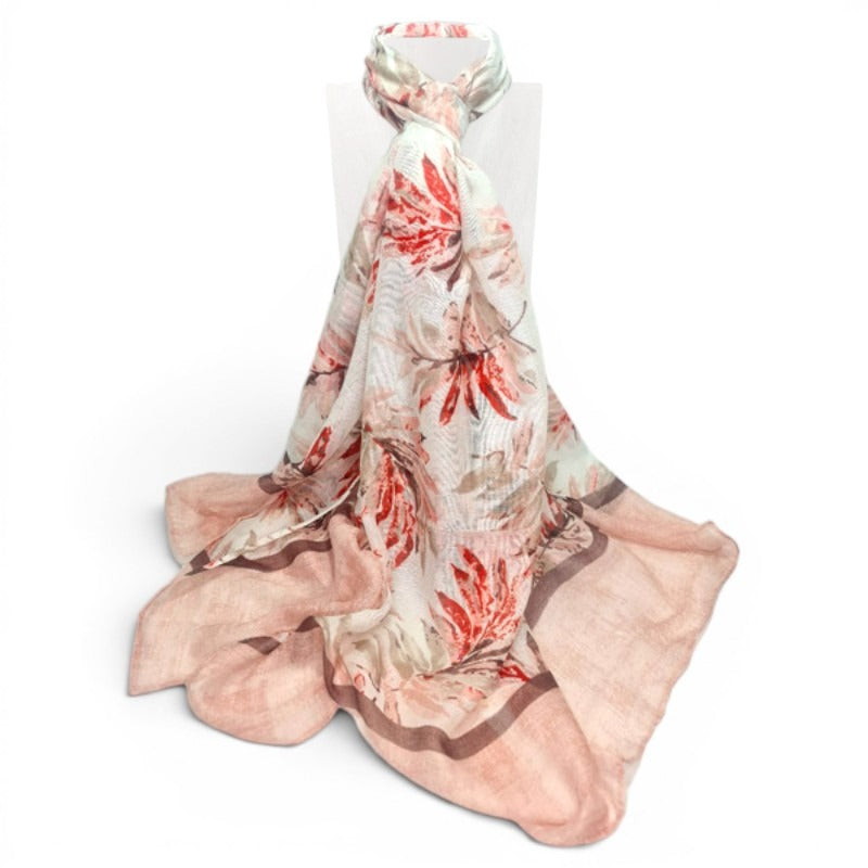 SCARF Leaves - PINK - +/ - 180x90 Cm - Image 2
