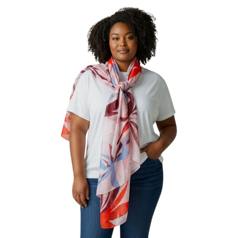 SCARF Leaves - CORAL - +/ - 180x90 Cm
