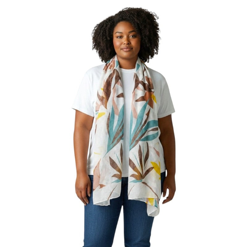 SCARF Leaves - BROWN - +/ - 180x90 Cm
