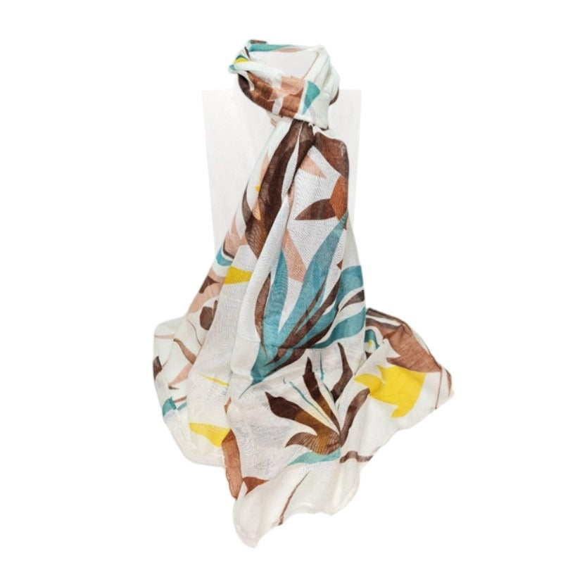SCARF Leaves - BROWN - +/ - 180x90 Cm - Image 2