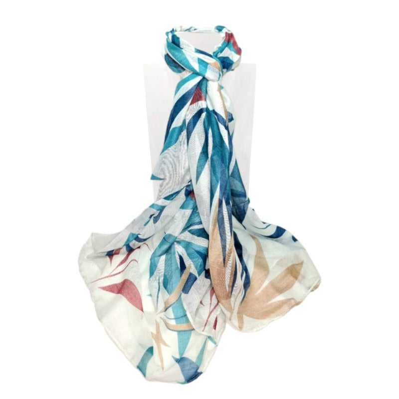SCARF Leaves - TEAL - +/ - 180x90 Cm - Image 2