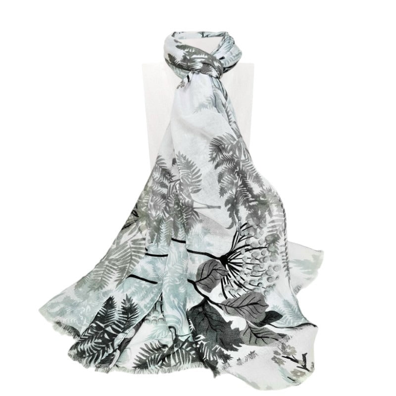 SCARF Leaves - GREY - +/ - 180x90 Cm - Image 2