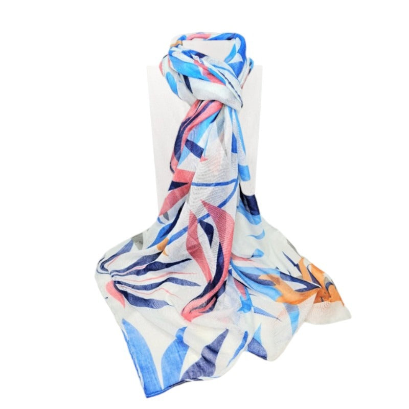 SCARF Leaves - BLUE - +/ - 180x90 Cm - Image 2