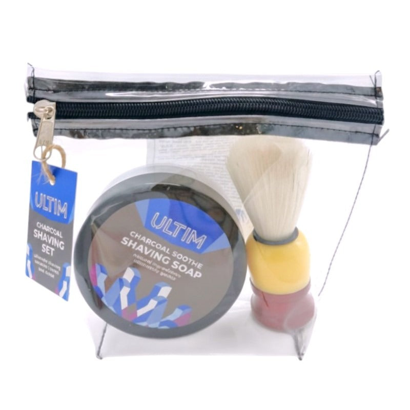 Ultim Charcoal Soothe Shaving Set - 120 g Soap And Brush