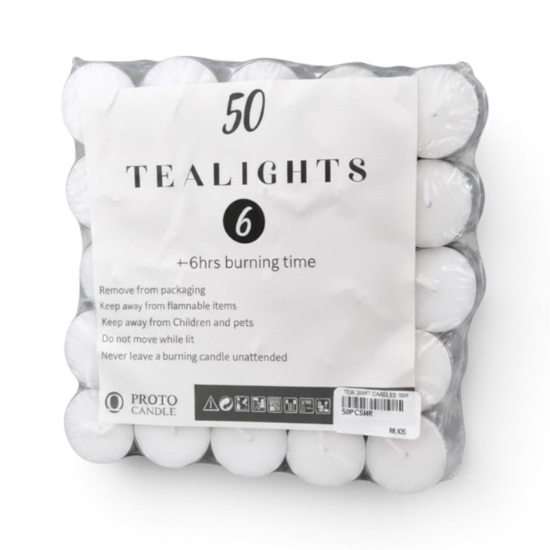 Tealight Candles - 50PC, 6HR, 18 g