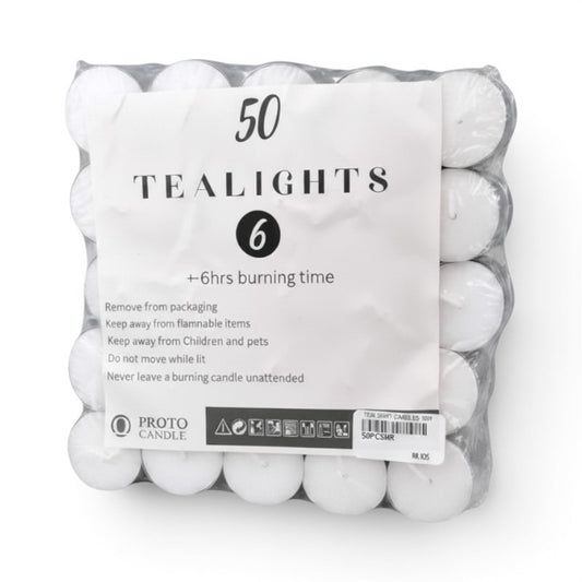 Tealight Candles - 50PC, 6HR, 18 g