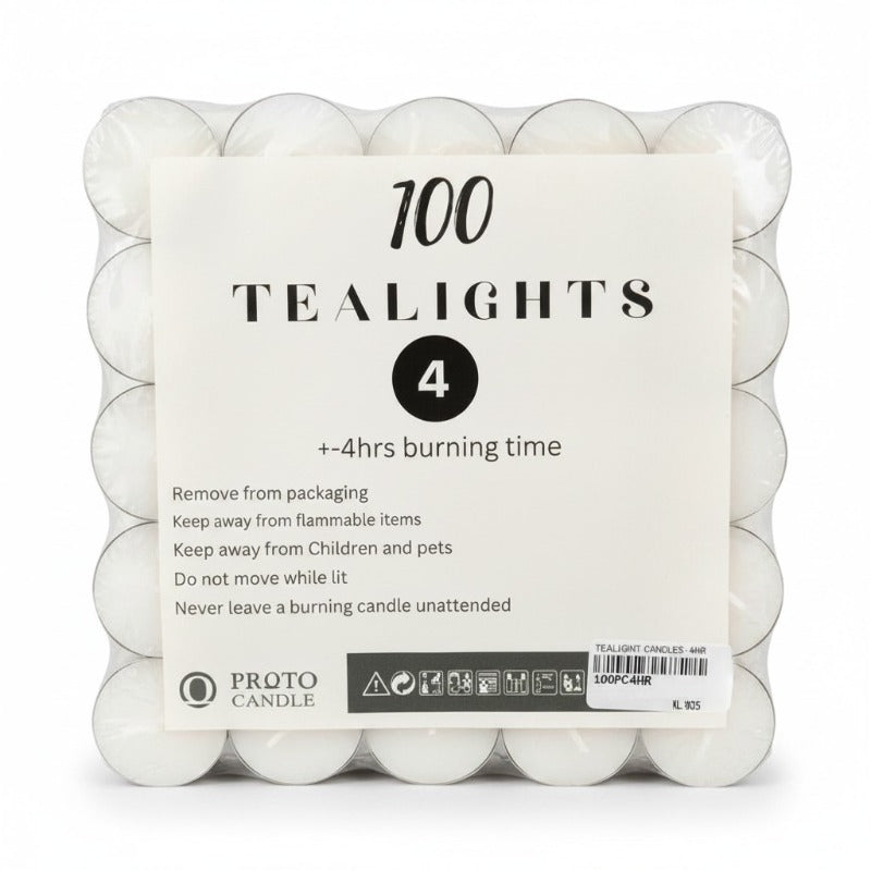Tealight Candles - 100PC, 4HR, 12 g