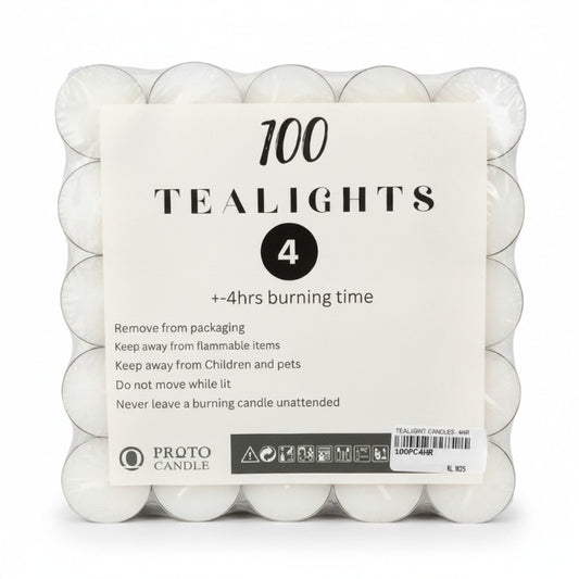 Tealight Candles - 100PC, 4HR, 12 g