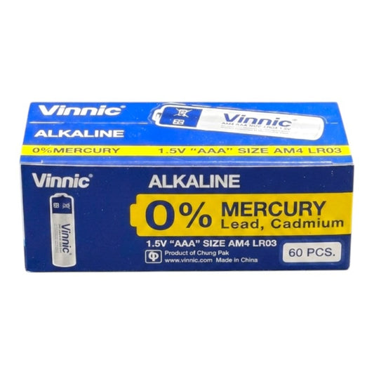 Vinnic Alkaline AAA Battery 1.5v - Box 60, Size AM4/LR03