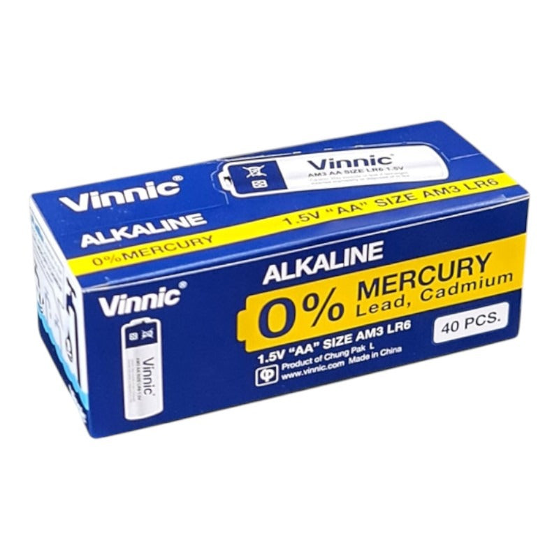 Vinnic Alkaline AA Penlight Battery 1.5v - Box 40, Size AM3/LR6