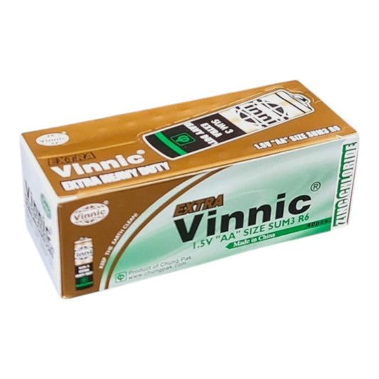Vinnic Zinc Chloride AA Penlight Battery 1.5v - Box 40, Size SUM3/R6