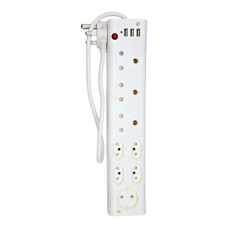AUSMA 8 WAY Multiplug + 3 X USB Charging PORTS 5V/2.1A - MAX3500W - 16A - 250V