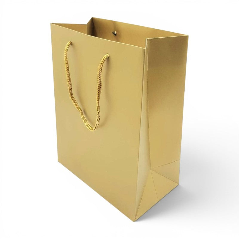 GIFT BAG PLAIN GOLD 23x18x10 Cm