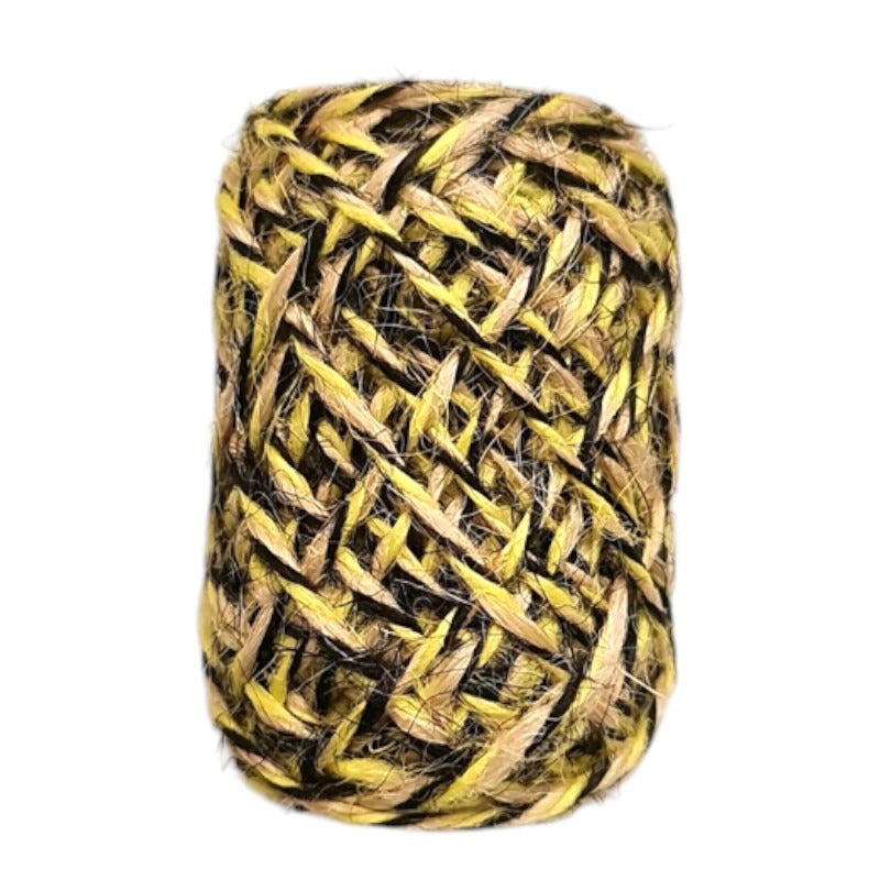 Jute Ribbon - Yellow/black/natural, 1 - 2 mm, ±10 m Reel