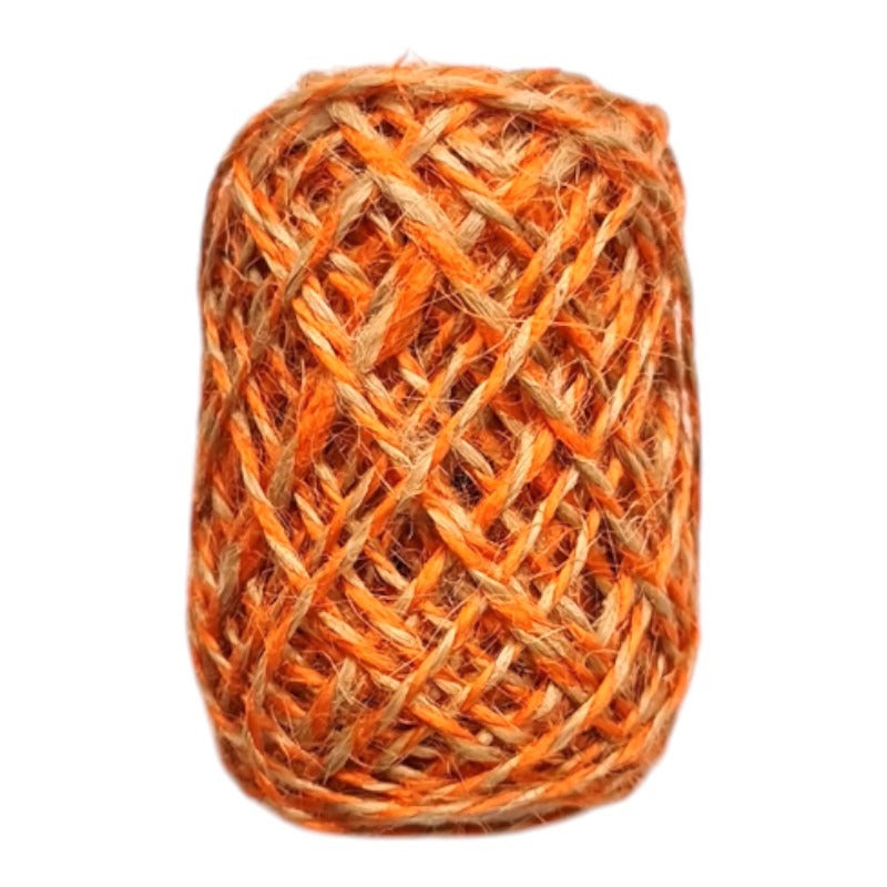 Jute Ribbon - Orange/natural, 1 - 2 mm, ±10 m Reel