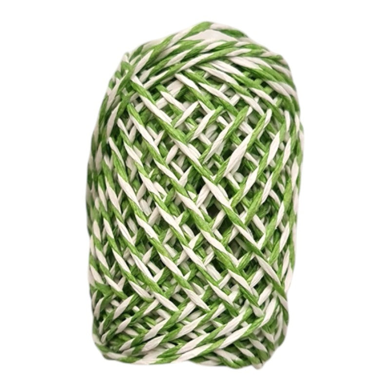 Jute Ribbon - Olive/white, 1 - 2 mm, ±10 m Reel