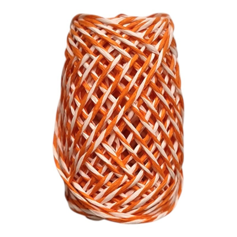 Jute Ribbon - Orange/white, 1 - 2 mm, ±10 m Reel