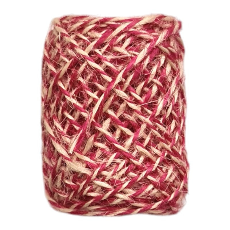 Jute Ribbon - Cerese/white, 1 - 2 mm, ±10 m Reel