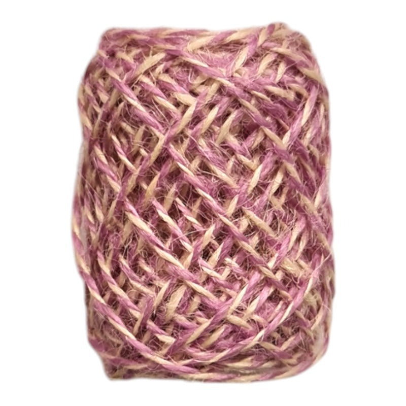 Jute Ribbon - Purple/white, 1 - 2 mm, ±10 m Reel
