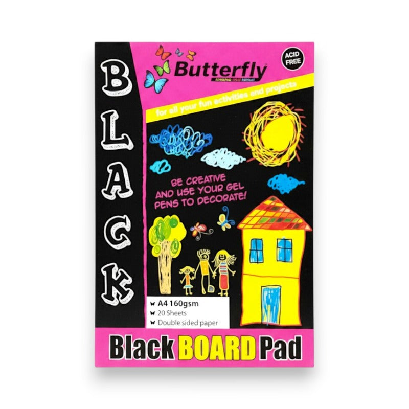 A4 Black Board 20 Sheet Pad Project Board - 160gsm