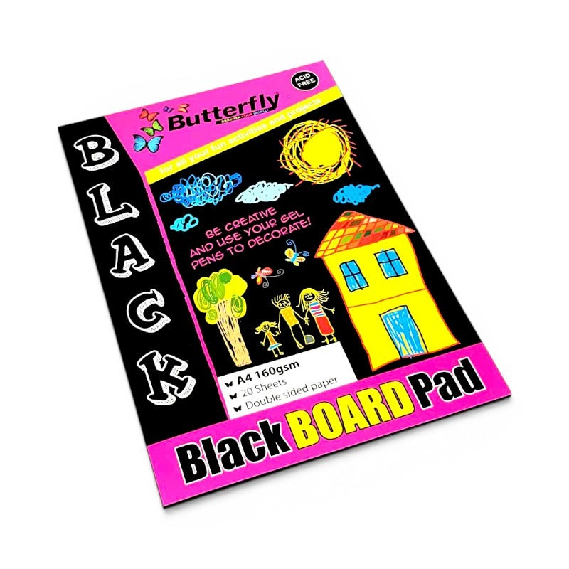 A4 Black Board 20 Sheet Pad Project Board - 160gsm - Image 2