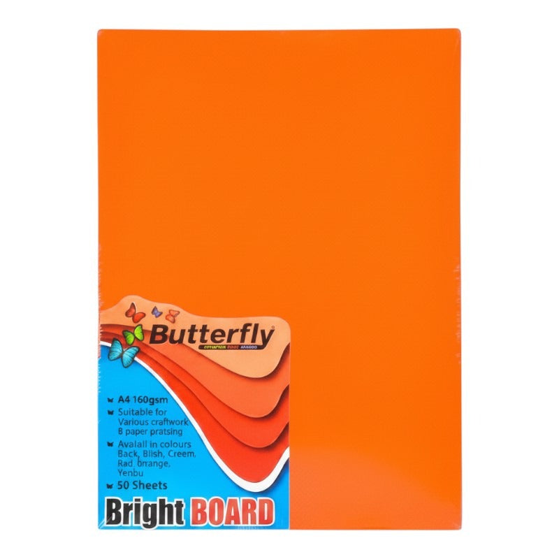 A4 Bright Board Orange - 50 Sheets 160gsm
