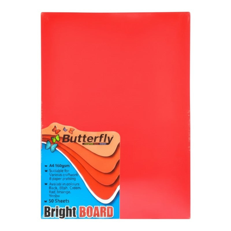 A4 Bright Board Red - 50 Sheets 160gsm