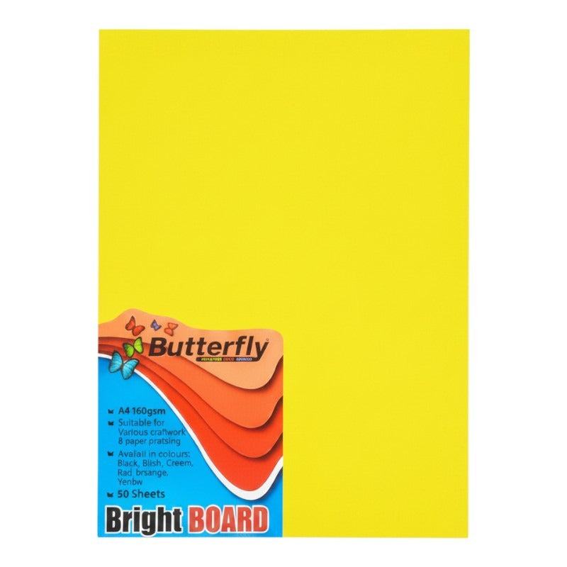 A4 Bright Board Yellow - 50 Sheets 160gsm