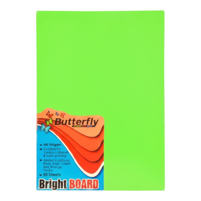 A4 Bright Board Green - 50 Sheets 160gsm