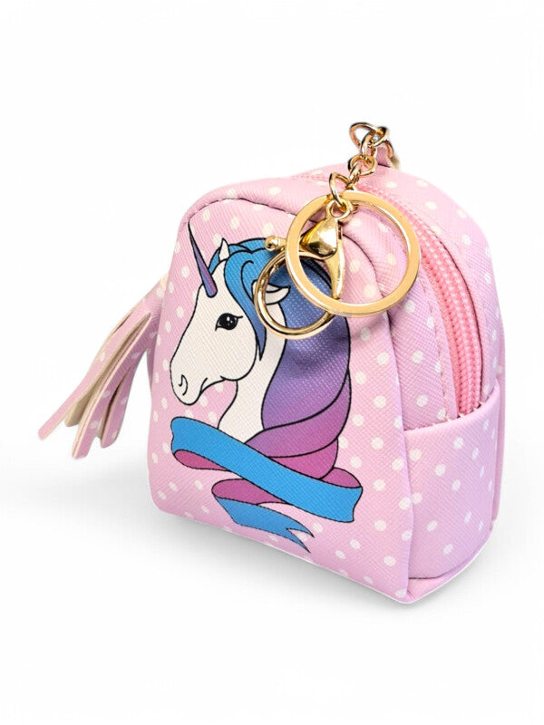 Kids Coin Purse Keyring - Unicorn, Pink, ±9×8×4 cm