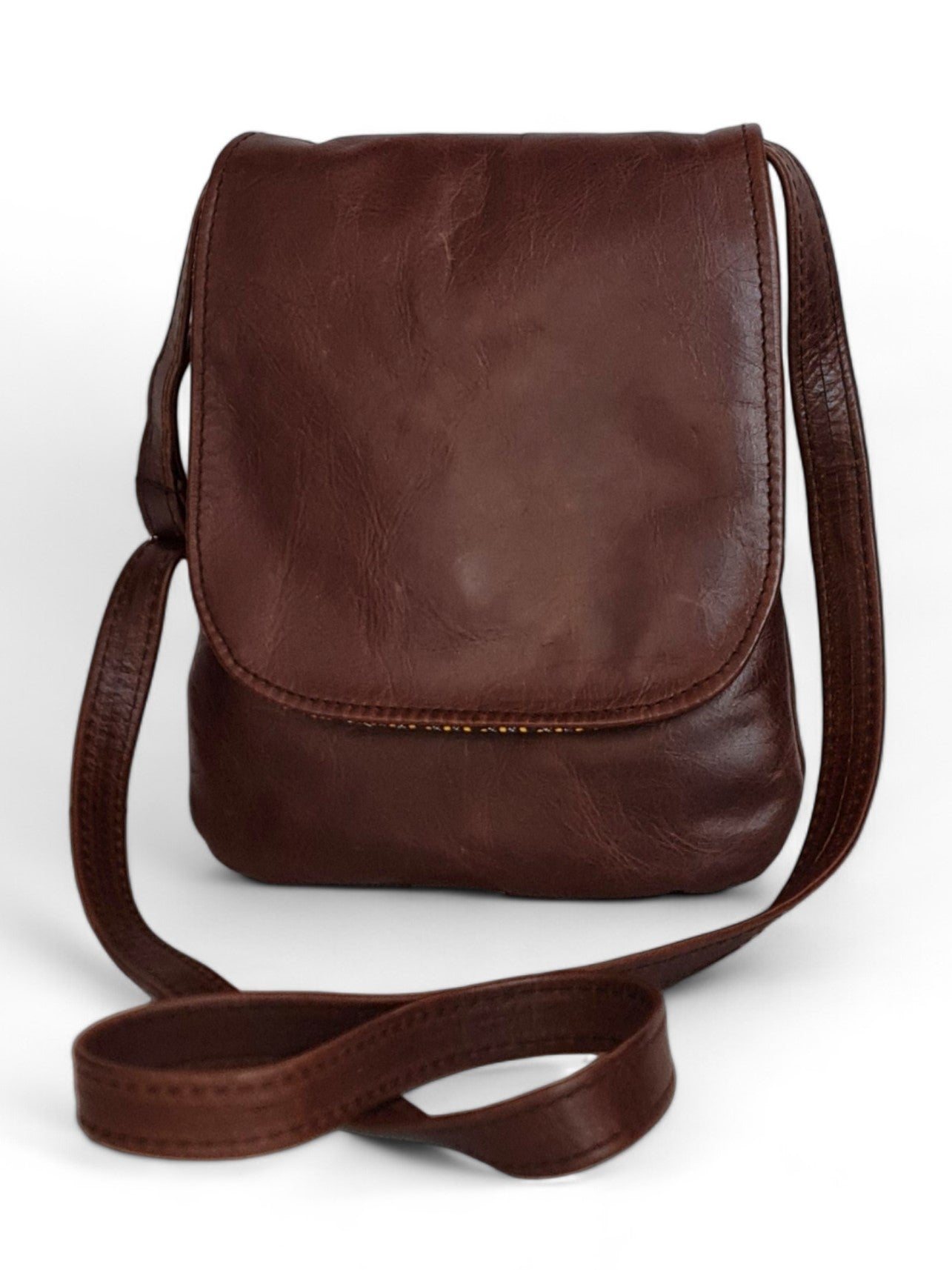 Leather SLING BAG - BROWN ±24×20×1.5 Cm