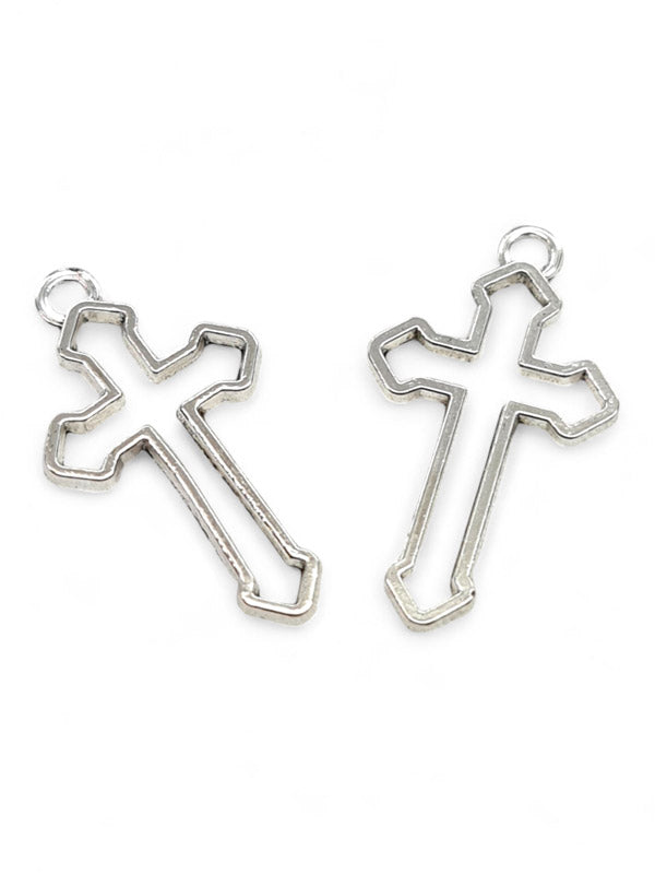 Metal Charm - Cross ±38×22 mm ±20-Piece (image On 2 Sides)
