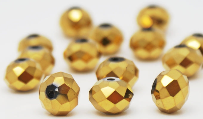 Glass Crystal Rondelle Metallic Faceted 3x4 mm (hole 1.0 mm)