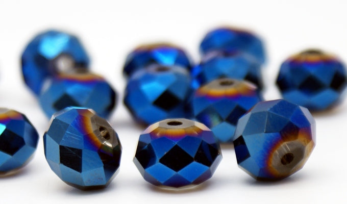 Glass Crystal Rondelle Metallic Faceted 3x4 mm (hole 1.0 mm)