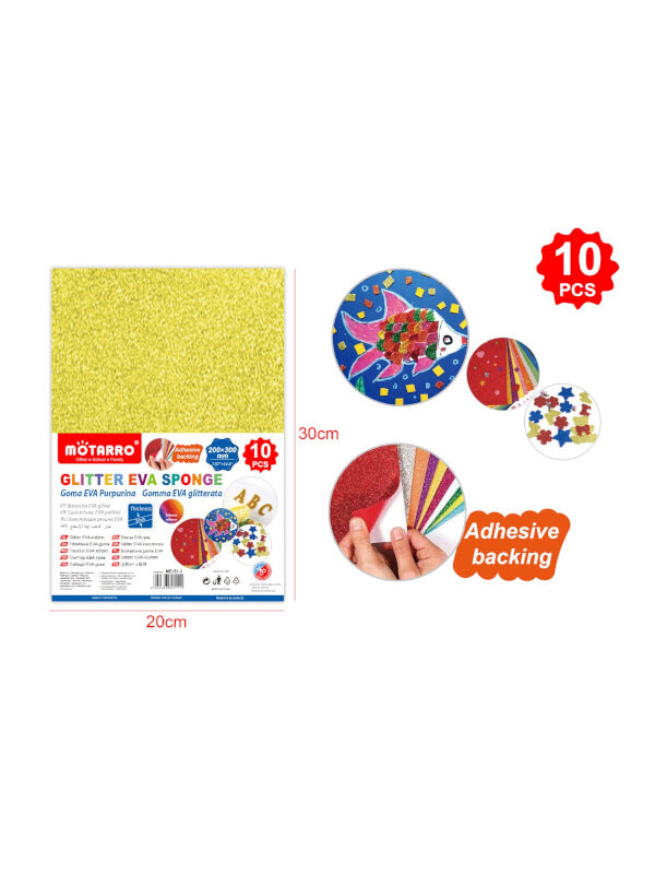 Motarro EVA Sponge - A4, Gold Glitter, 10-Piece