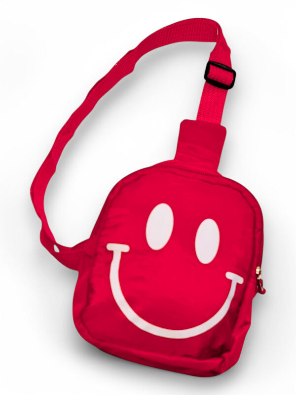 Kids Printed Body Bag - Smiley Face, Red, ±17×13×6.5 cm