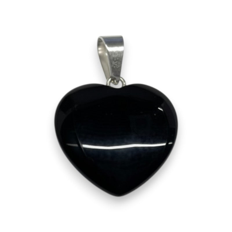 Synthetic STONE - HEART - BLACK Obsidian - 20 Mm