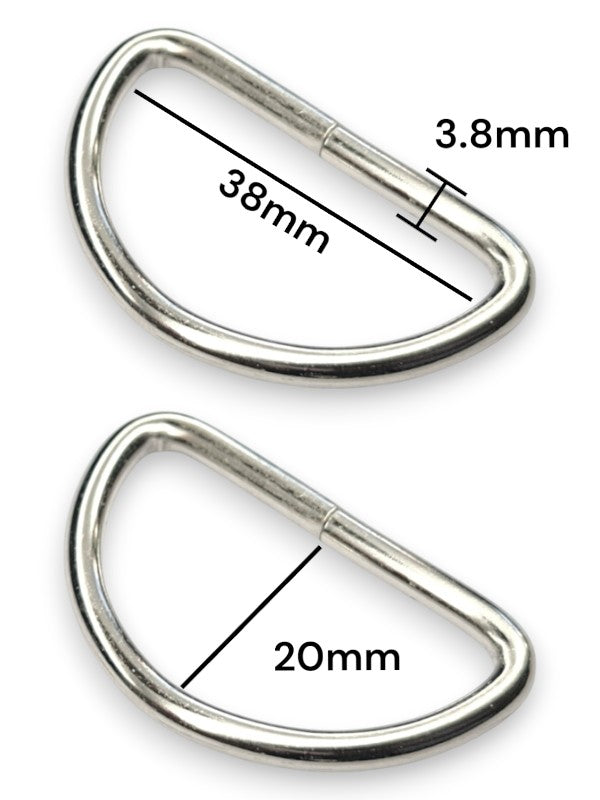 D - Ring - Silver, Inside: Width 38 mm, Height 20 mm, Thickness 3.8 mm, ±50-Piece